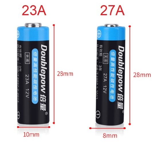 Size Comparison of 23A Battery and 27A Battery