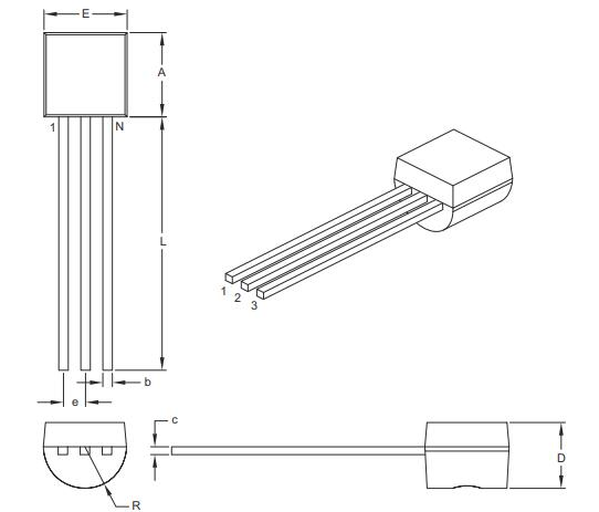 MCP1702 Regulator Dimensions