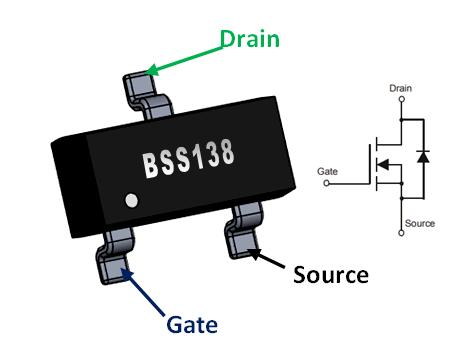 Fig 2 BSS138 MOSFET Pinout